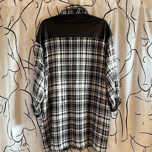 Zara Hounstooth Shacket with Leather Details - Picture 3 of 6